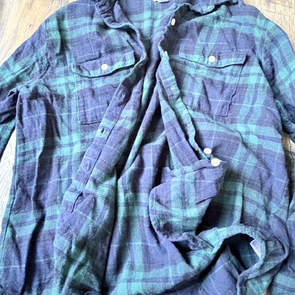 Old navy cotton oversize flannel the boyfriend shirt in Green - Picture 6 of 6